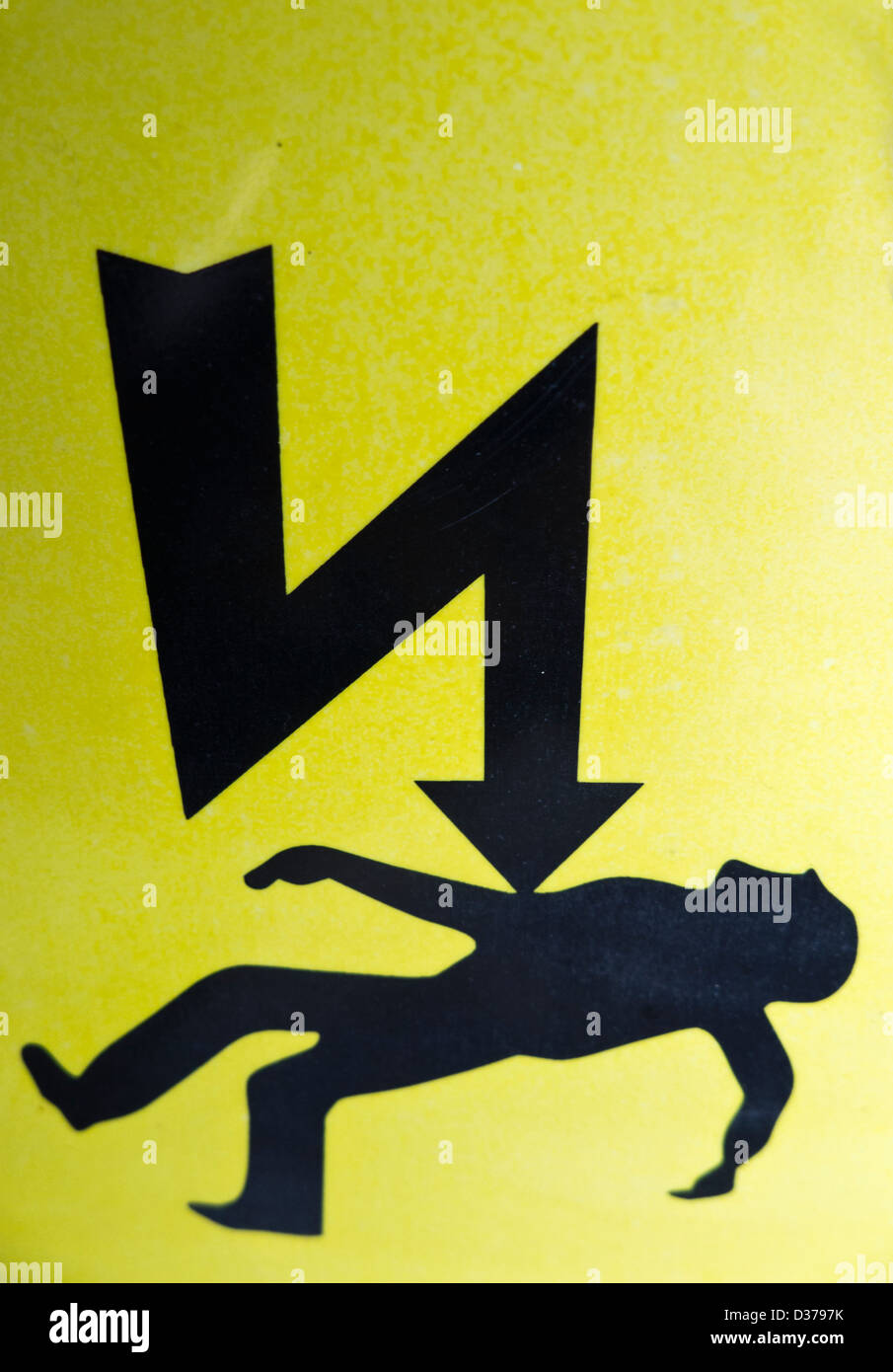 Sign warning of risk of death from electrical installation. Stock Photo