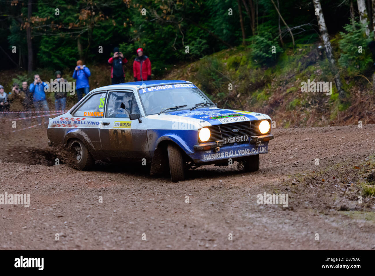 A rally car taking part in the Wyedean forest rally in Wales Stock ...