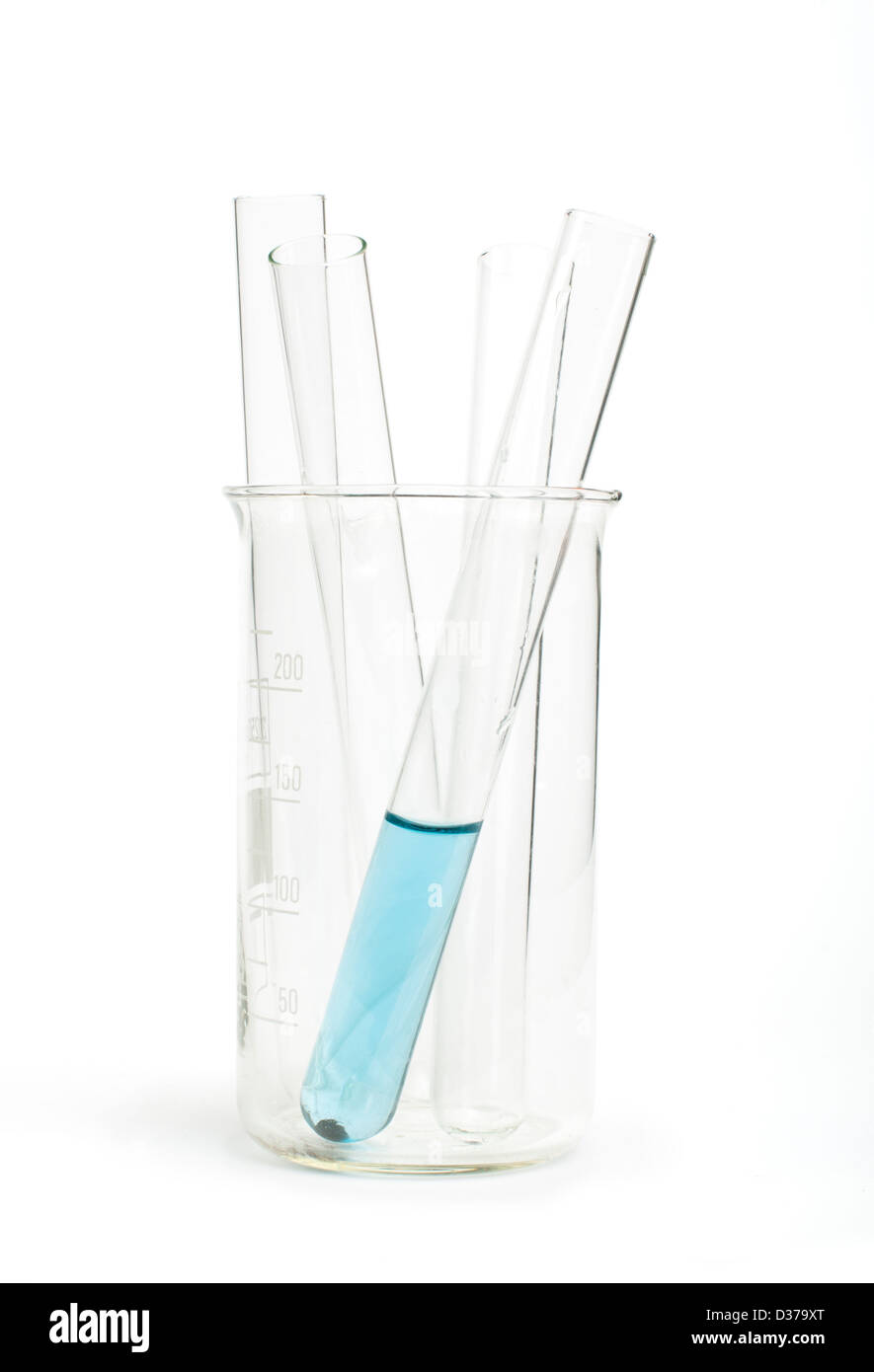 Laboratory glassware equipment. Laboratory beakers and tubes Stock Photo Alamy