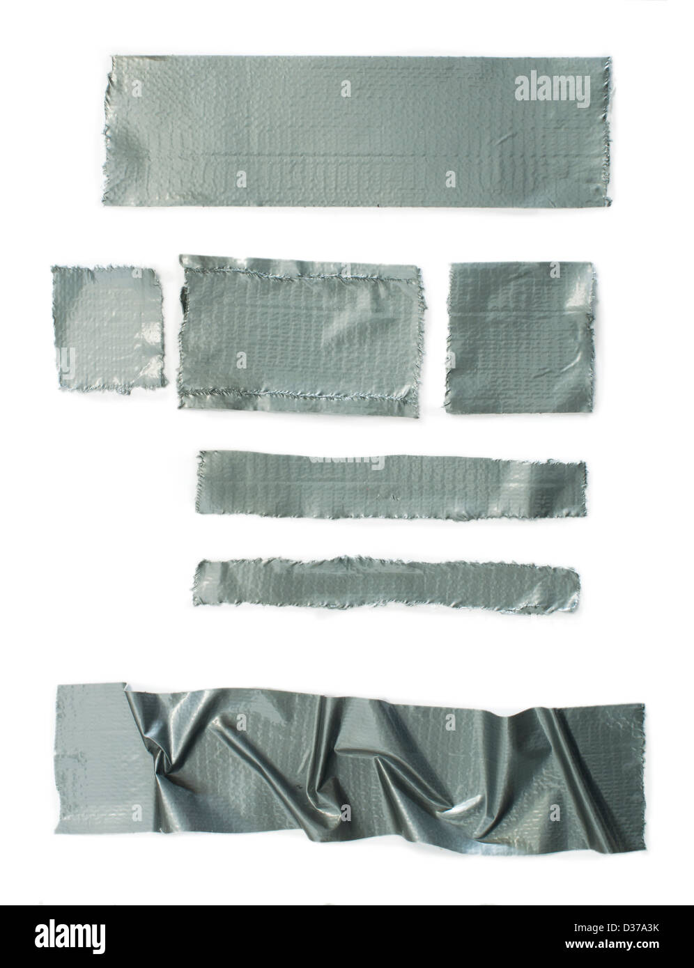 Set of torn gray masking Scotch tape isolated on white Stock Photo