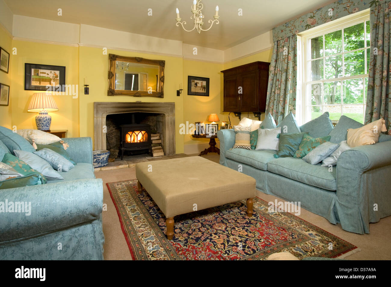 A traditionally furnished sitting room. Stock Photo