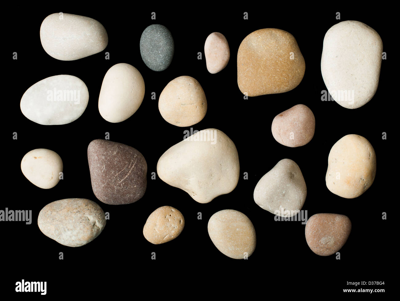 Set of sea stones black isolated. Studio shot Stock Photo Alamy