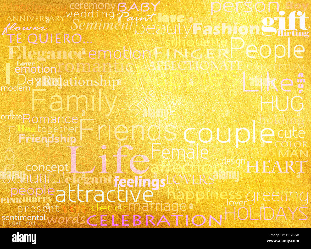 Seamless pattern made from words which relate with word love Stock Photo