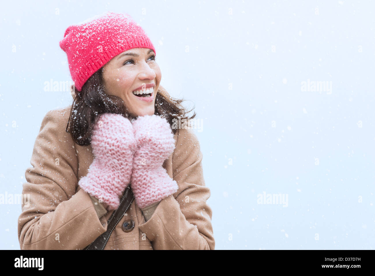 USA, New Jersey, Jersey City, Portrait of woman in winter clothes Stock Photo