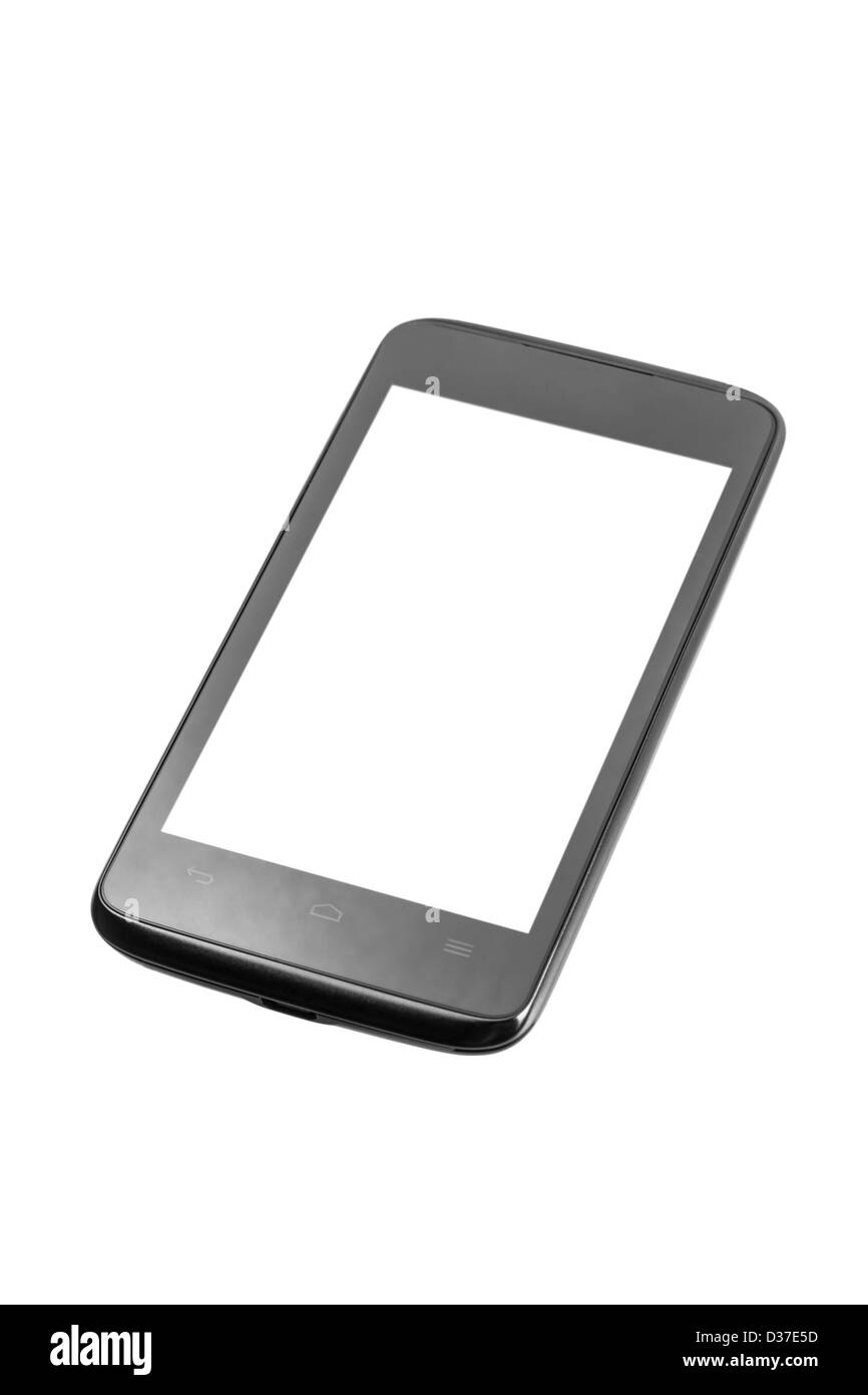 Mobile phone with blank screen isolated on white background Stock Photo