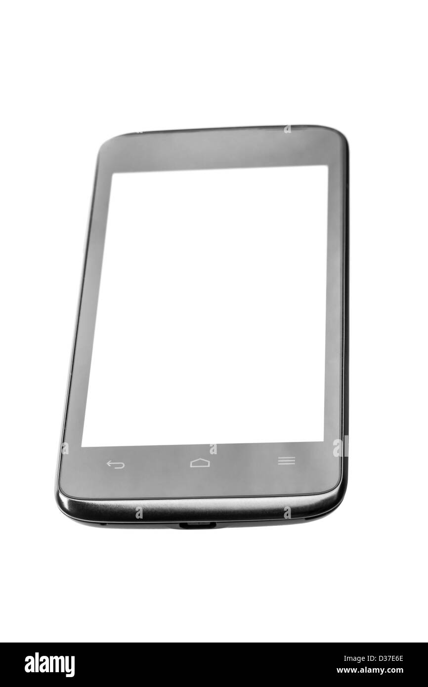 Mobile phone with blank screen isolated on white background Stock Photo