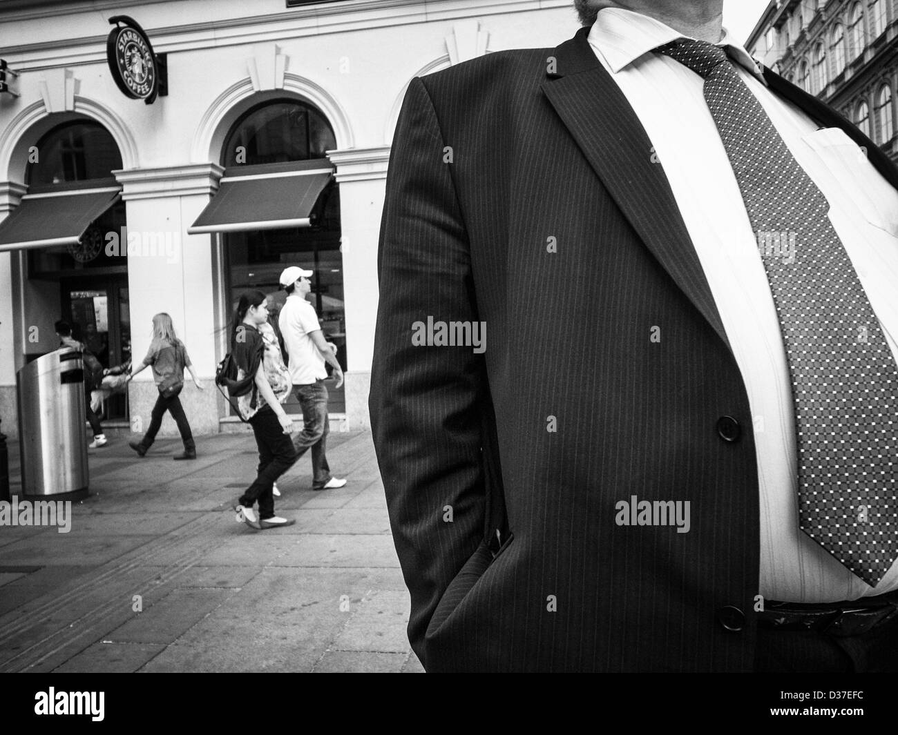 A man with big belly in suit Stock Photo