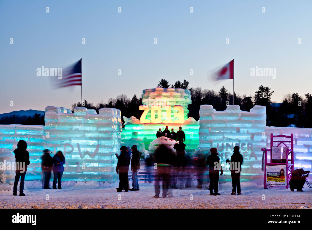 Children And Families Explore The Ice Palace At Saranac Lake Winter Stock Photo Alamy