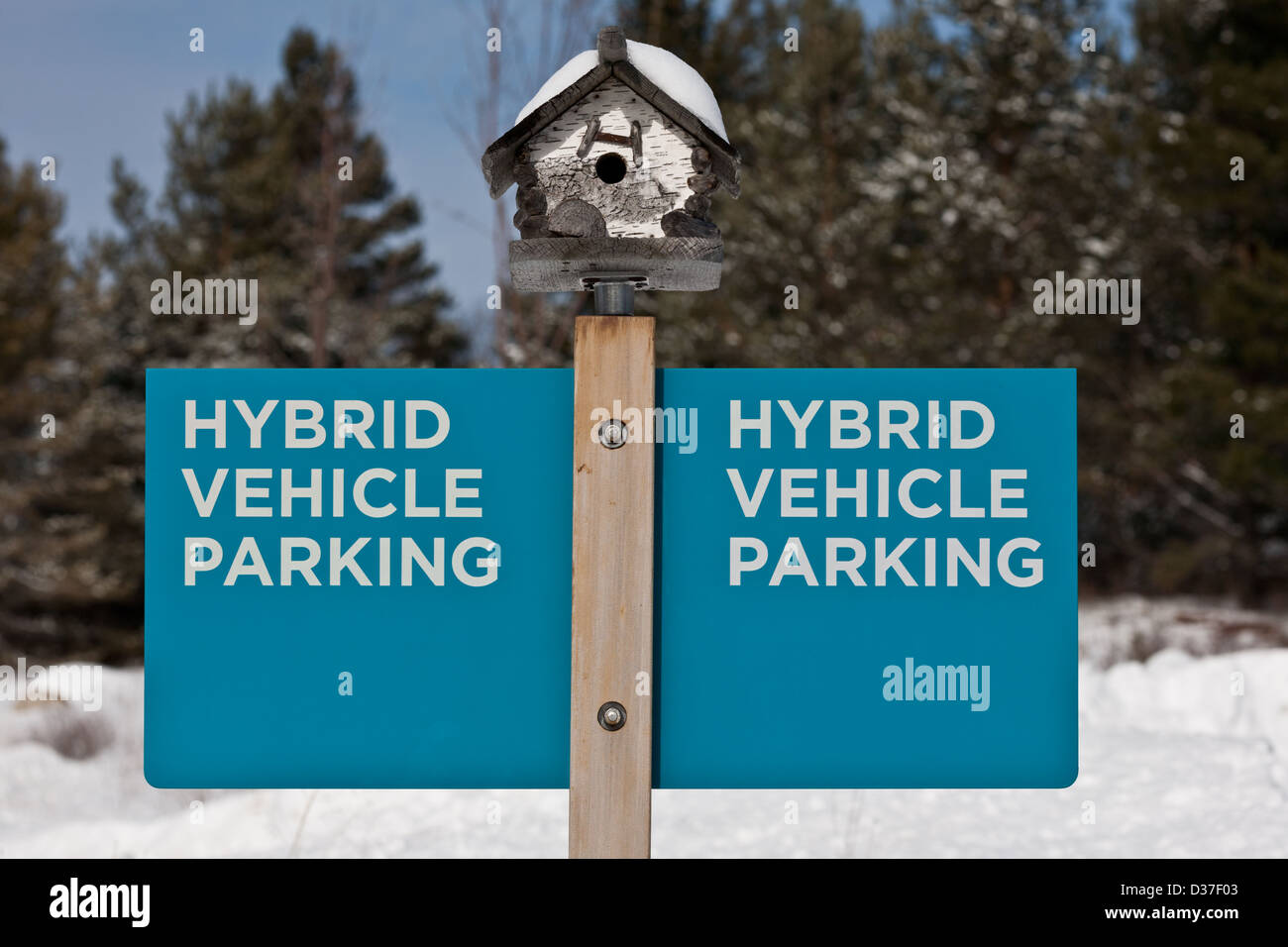 A sign for Hybrid Vehicle Parking, New York State Stock Photo