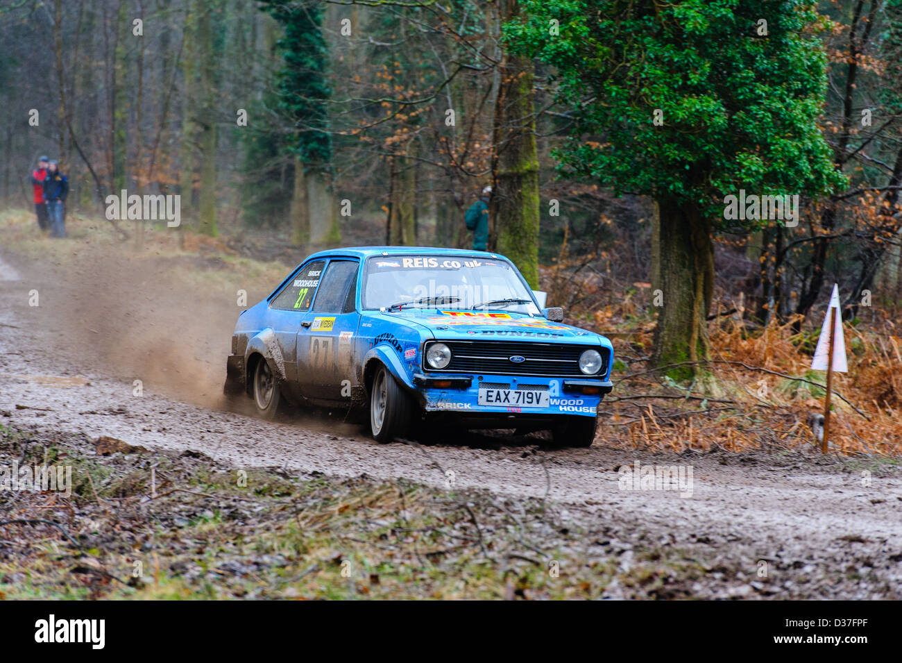 A rally car taking part in the Wyedean forest rally in Wales Stock ...