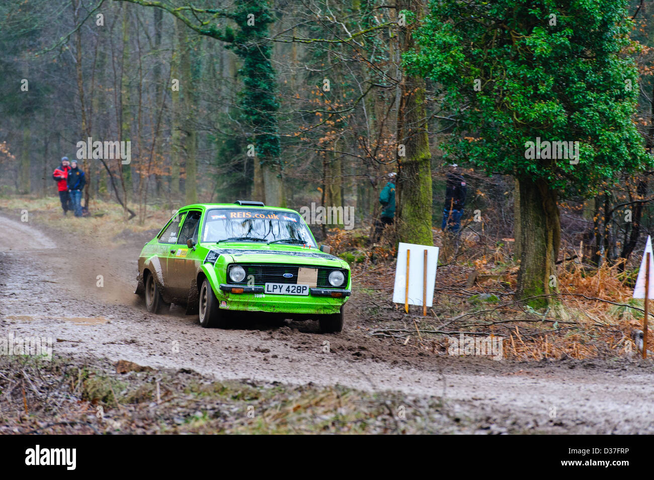 A rally car taking part in the Wyedean forest rally in Wales Stock ...