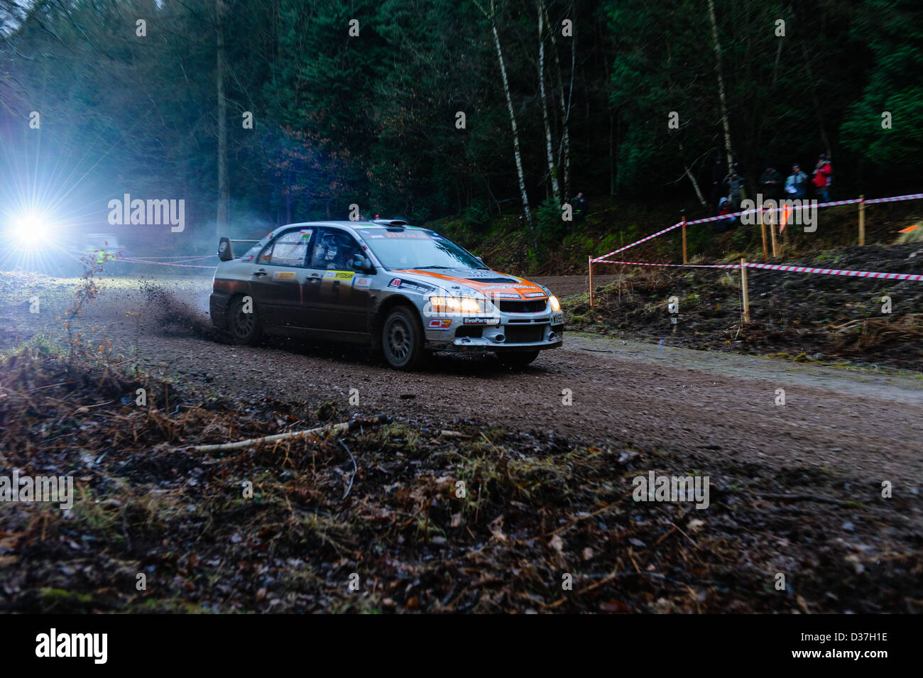 A rally car taking part in the Wyedean forest rally in Wales Stock ...
