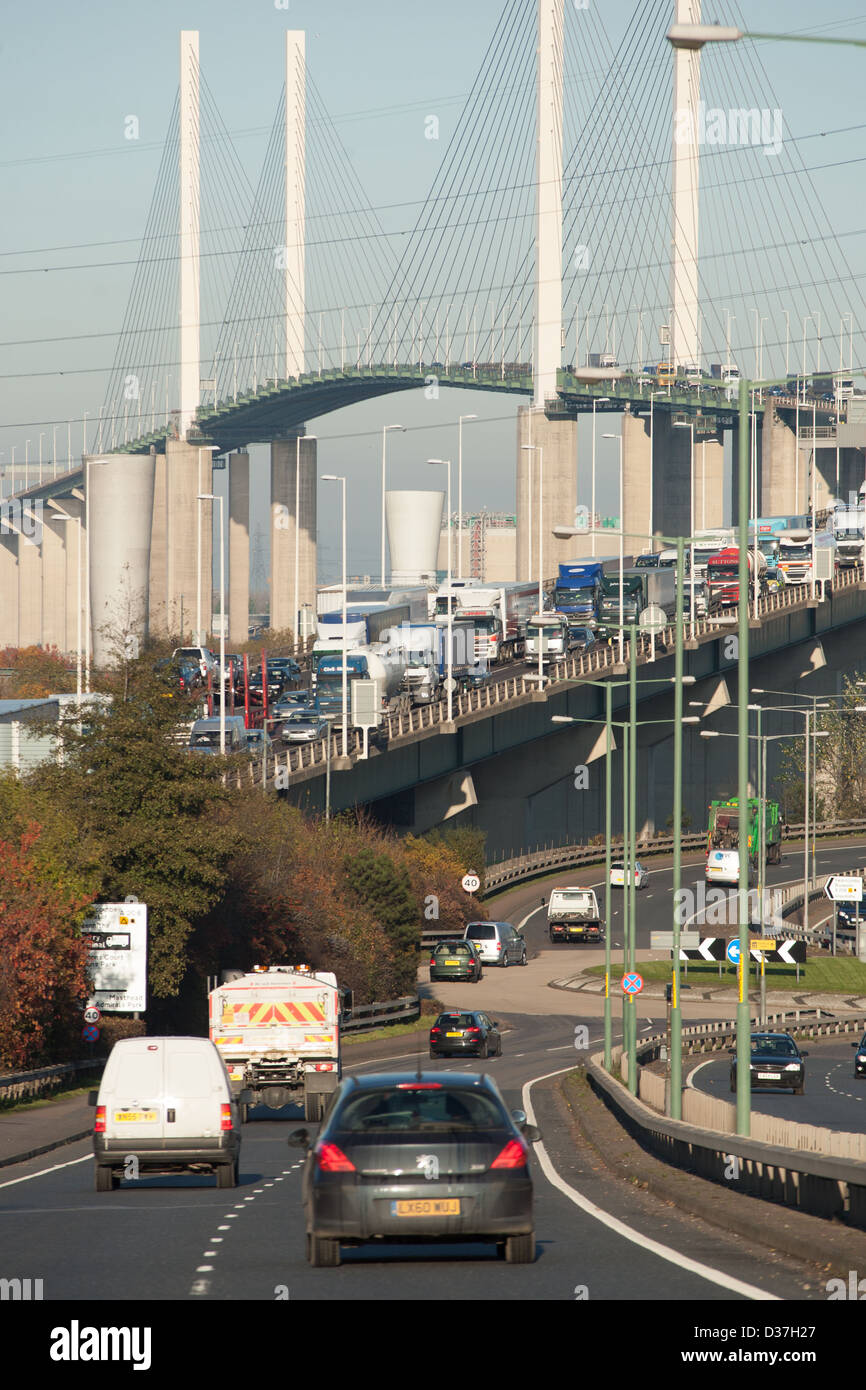View of the Dartford Bridge Crossing from Kent in the UK Stock Photo