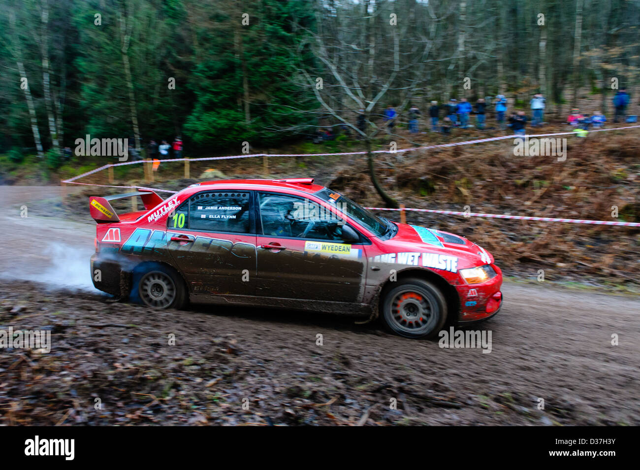 A rally car taking part in the Wyedean forest rally in Wales Stock ...