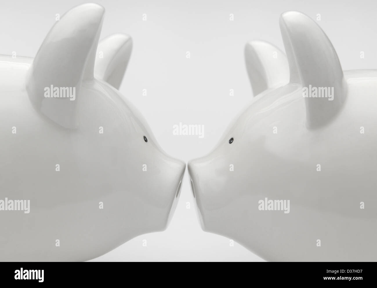 two piggy banks face to face Stock Photo Alamy