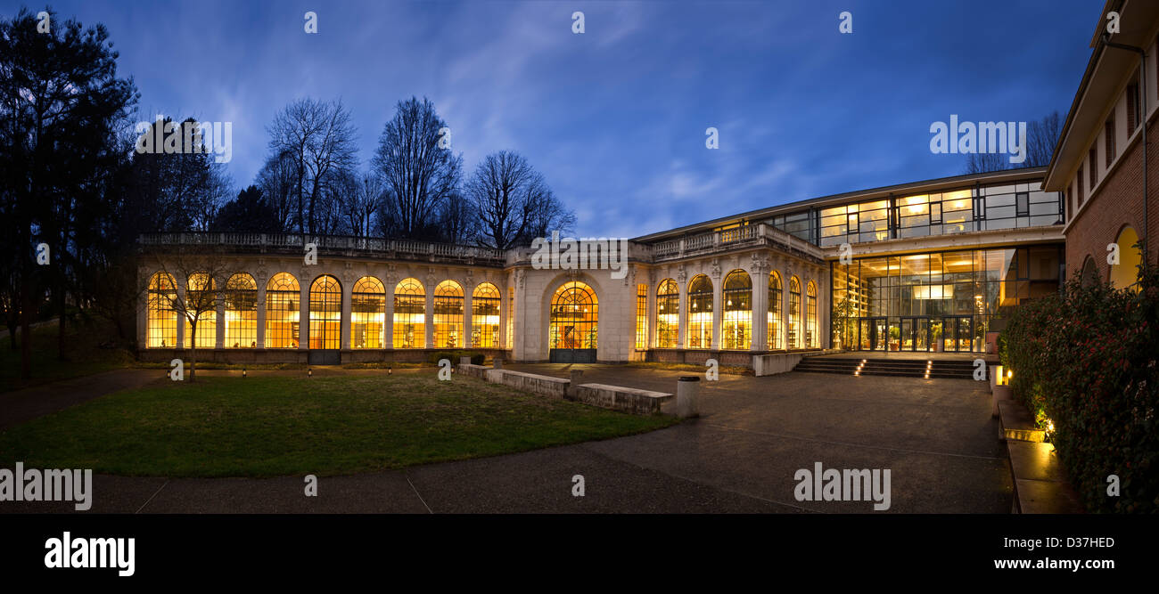 The University multimedia library of the Orangery, at Vichy (France). That building is the old 'Celestins' Orangery. Stock Photo
