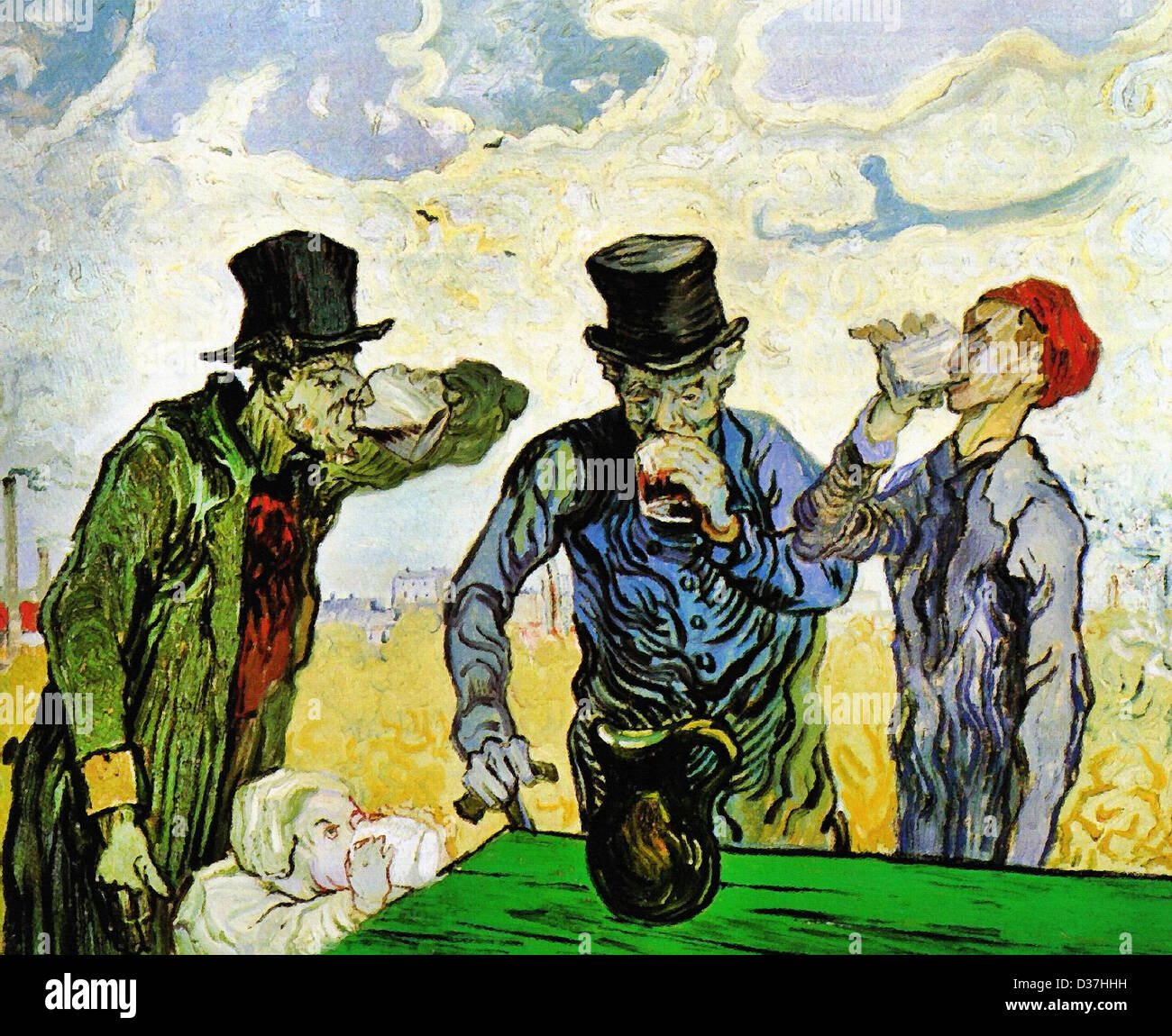 Vincent van Gogh, The Drinkers (after Daumier). 1890. Post-Impressionism.  Oil on canvas. Art Institute of Chicago, Chicago, IL Stock Photo - Alamy