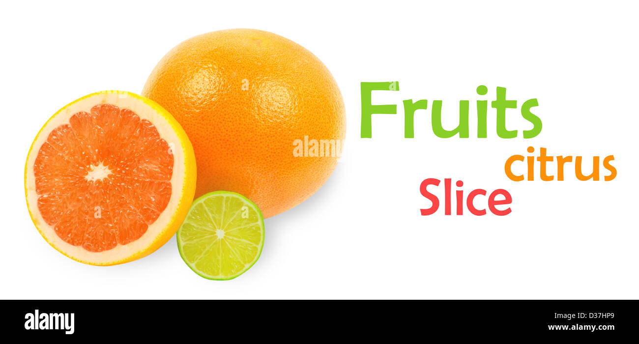 citrus fruits on white Stock Photo