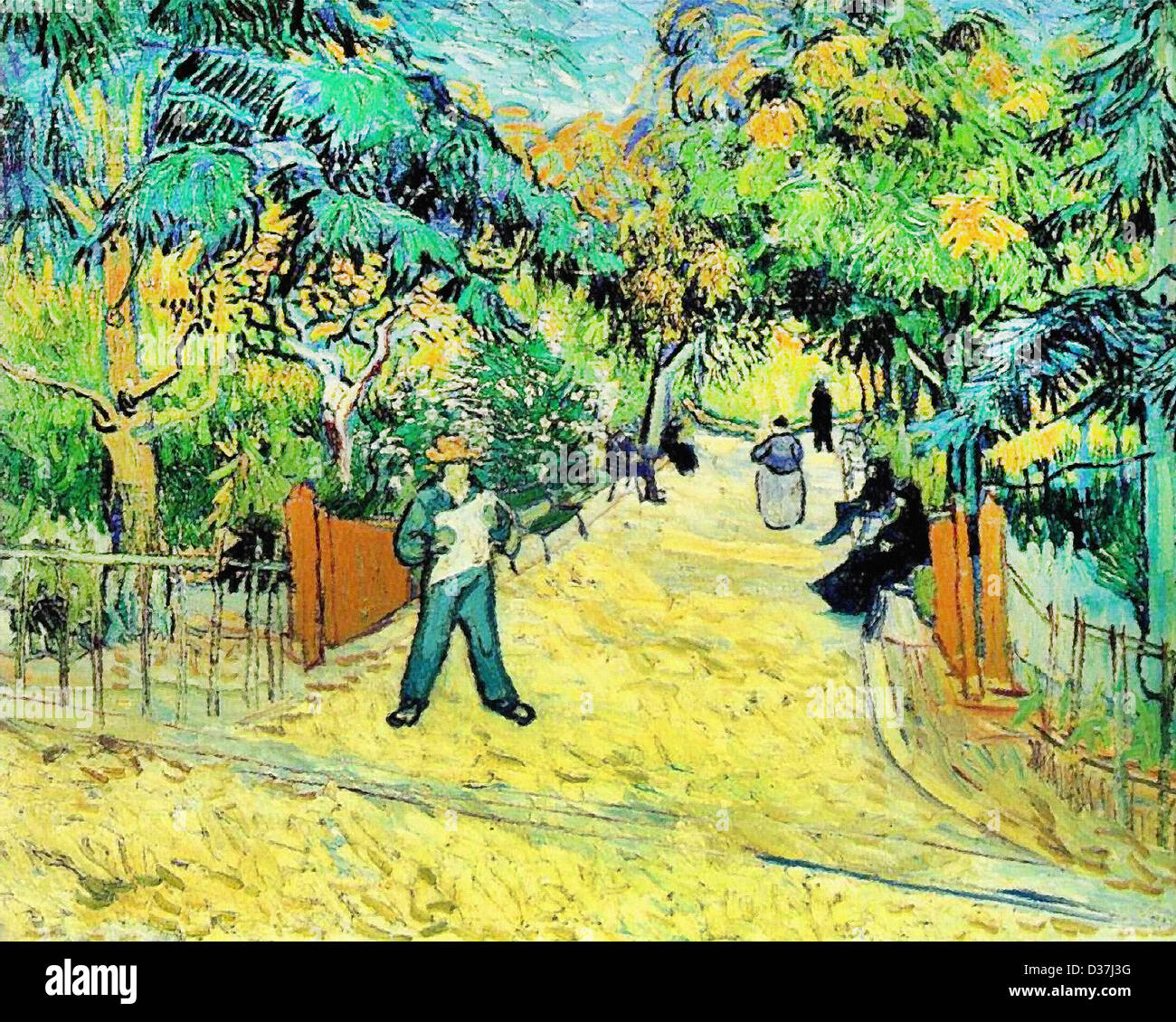 Vincent van Gogh, Entrance Gate to a Farm with Haystacks. 1888. Post-Impressionism. Oil on canvas. Rijksmuseum Kröller-Müller Stock Photo