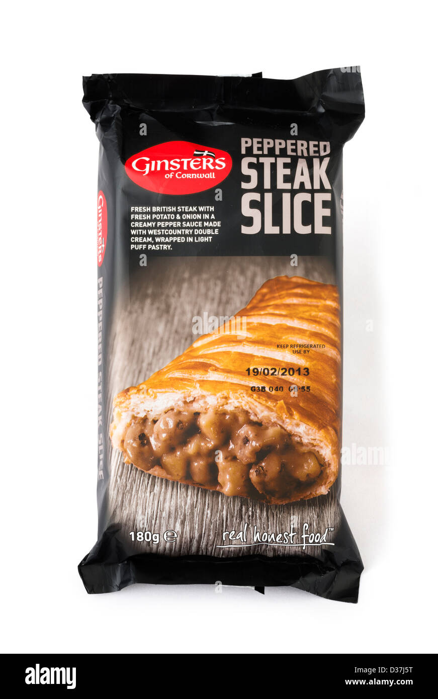 Ginsters Peppered Steak Slice, UK Stock Photo