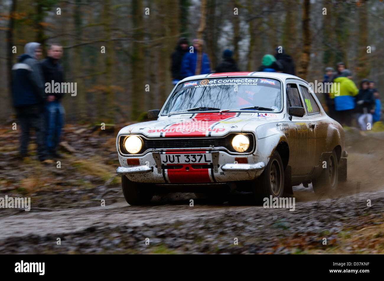 A rally car taking part in the Wyedean forest rally in Wales Stock ...