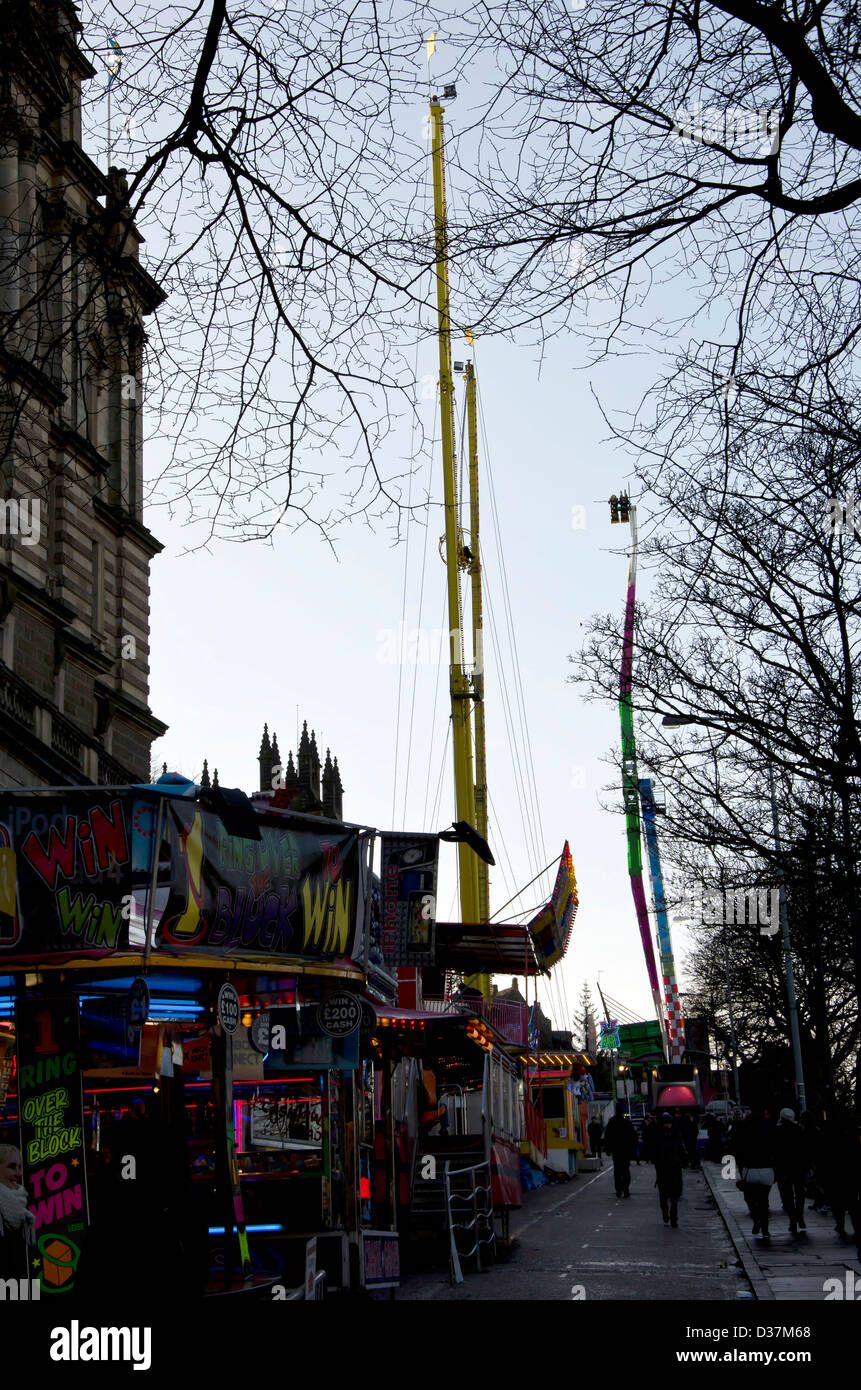 Fair Rides Scotland Fairground rides in Market Street, Edinburgh, Scotland, one of ...