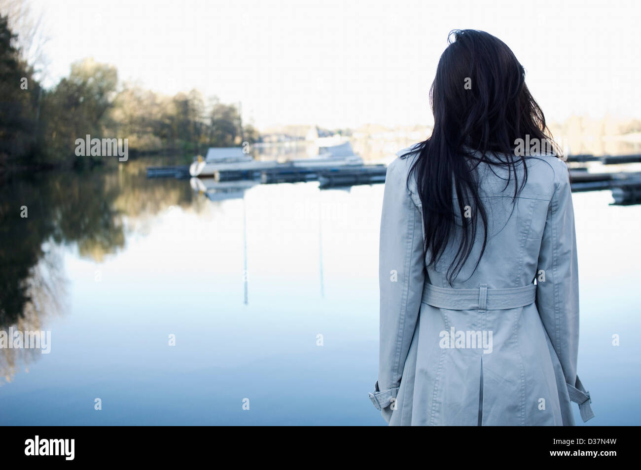 Woman Lake Reflection Dark High Resolution Stock Photography and Images ...