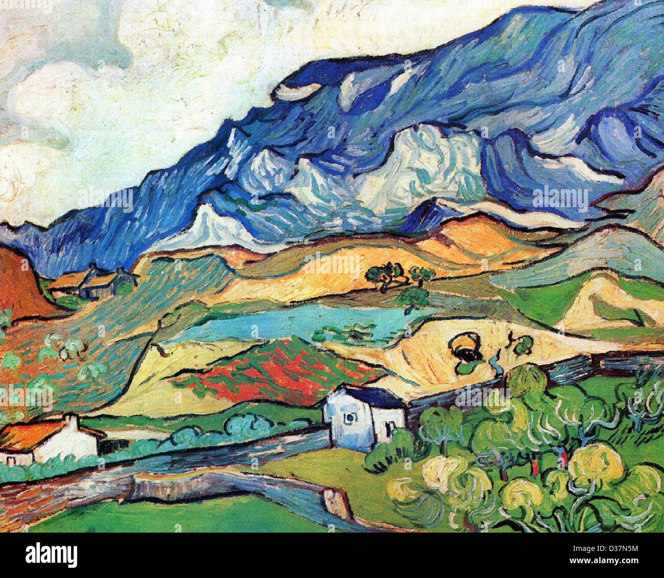 Vincent van Gogh, Les Alpilles, Mountain Landscape near South-Reme. 1889. Post-Impressionism. Oil on canvas. Stock Photo