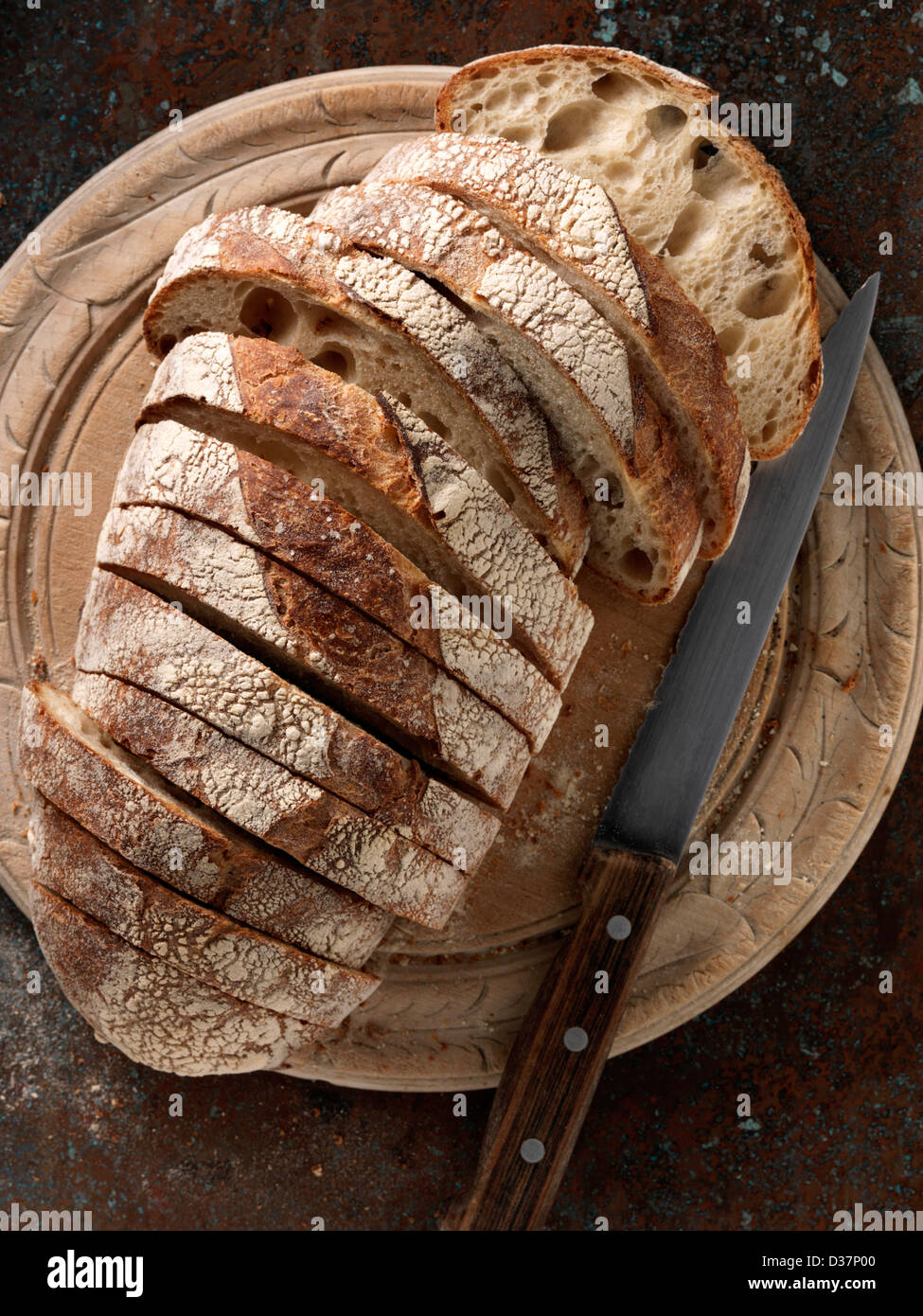 San Francisco sourdough loaf sliced Stock Photo