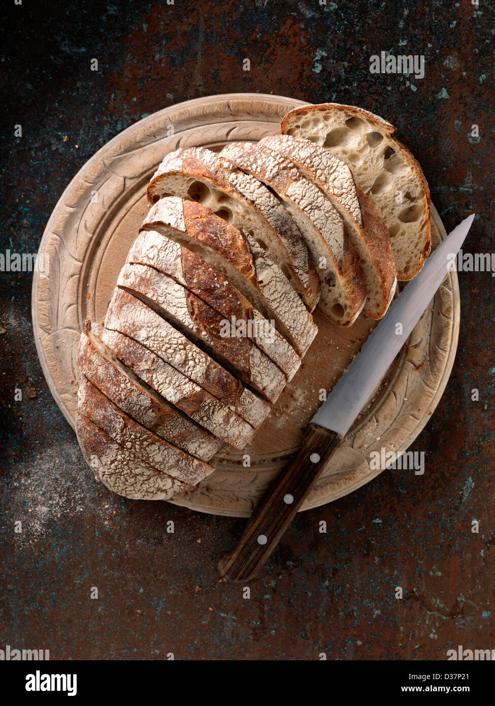 San Francisco sourdough loaf sliced Stock Photo
