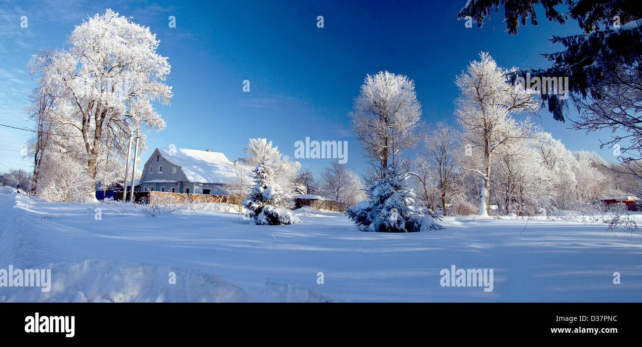 winter landscape with the road Stock Photo - Alamy