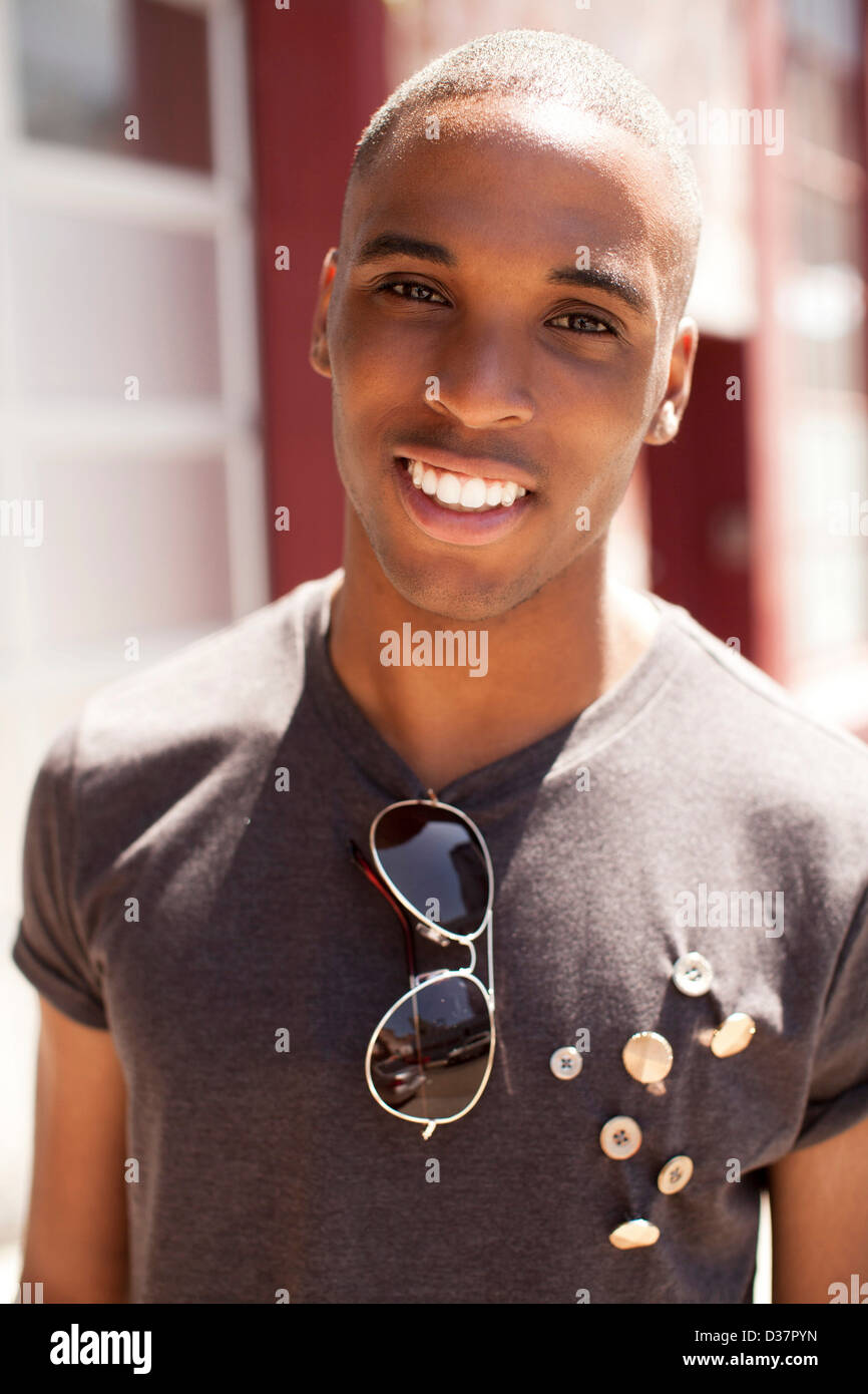 Close up of man's smiling face Stock Photo