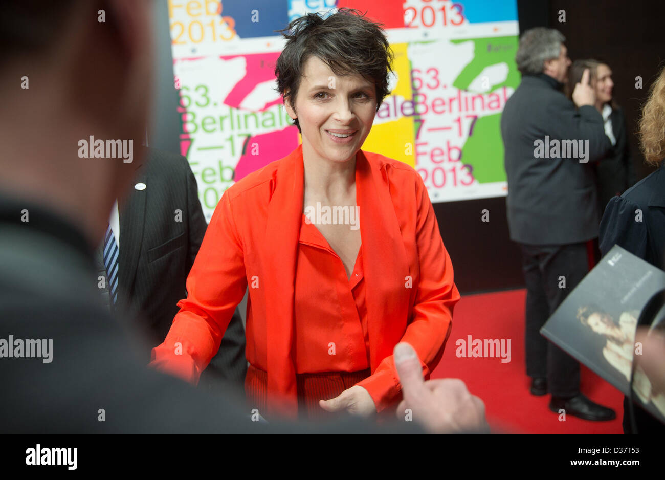 French actress Juliette Binoche arrives at the press conference for the movie 'Camille Claudel 1915' during the 63rd annual Berlin International Film Festival, in Berlin, Germany, 12 February 2013. The movie is presented in competition at the Berlinale. Photo: Michael Kappeler/dpa +++(c) dpa - Bildfunk+++ Stock Photo
