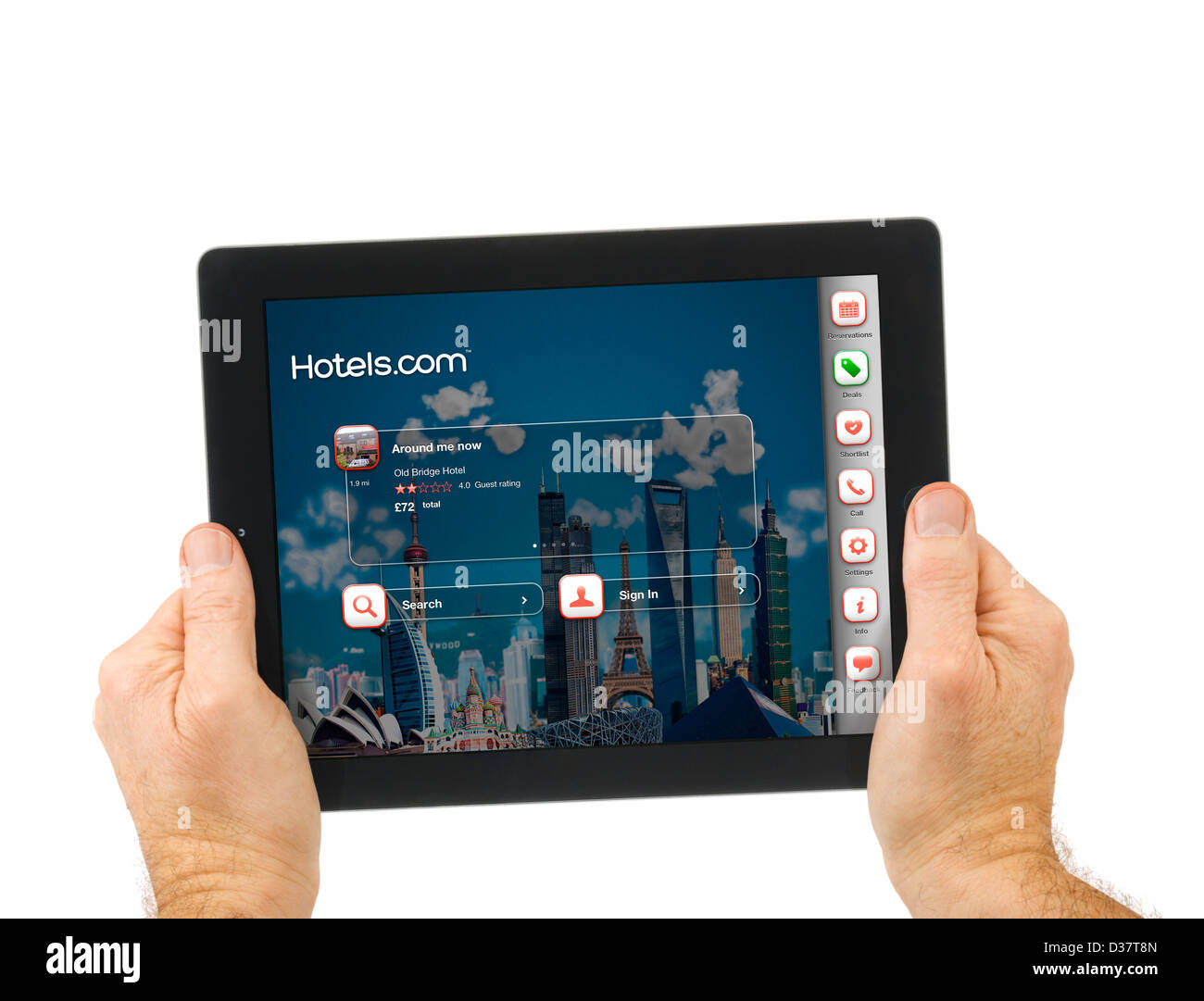 The Hotels.com online booking app viewed on a 4th generation Apple iPad tablet computer Stock Photo
