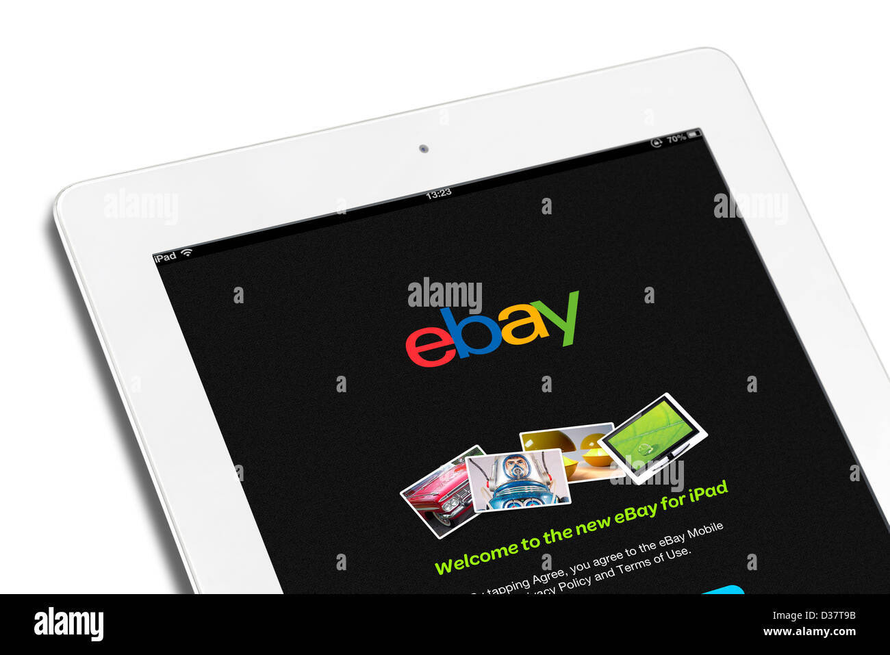 The ebay for iPad app on a 4th generation Apple iPad tablet computer Stock Photo