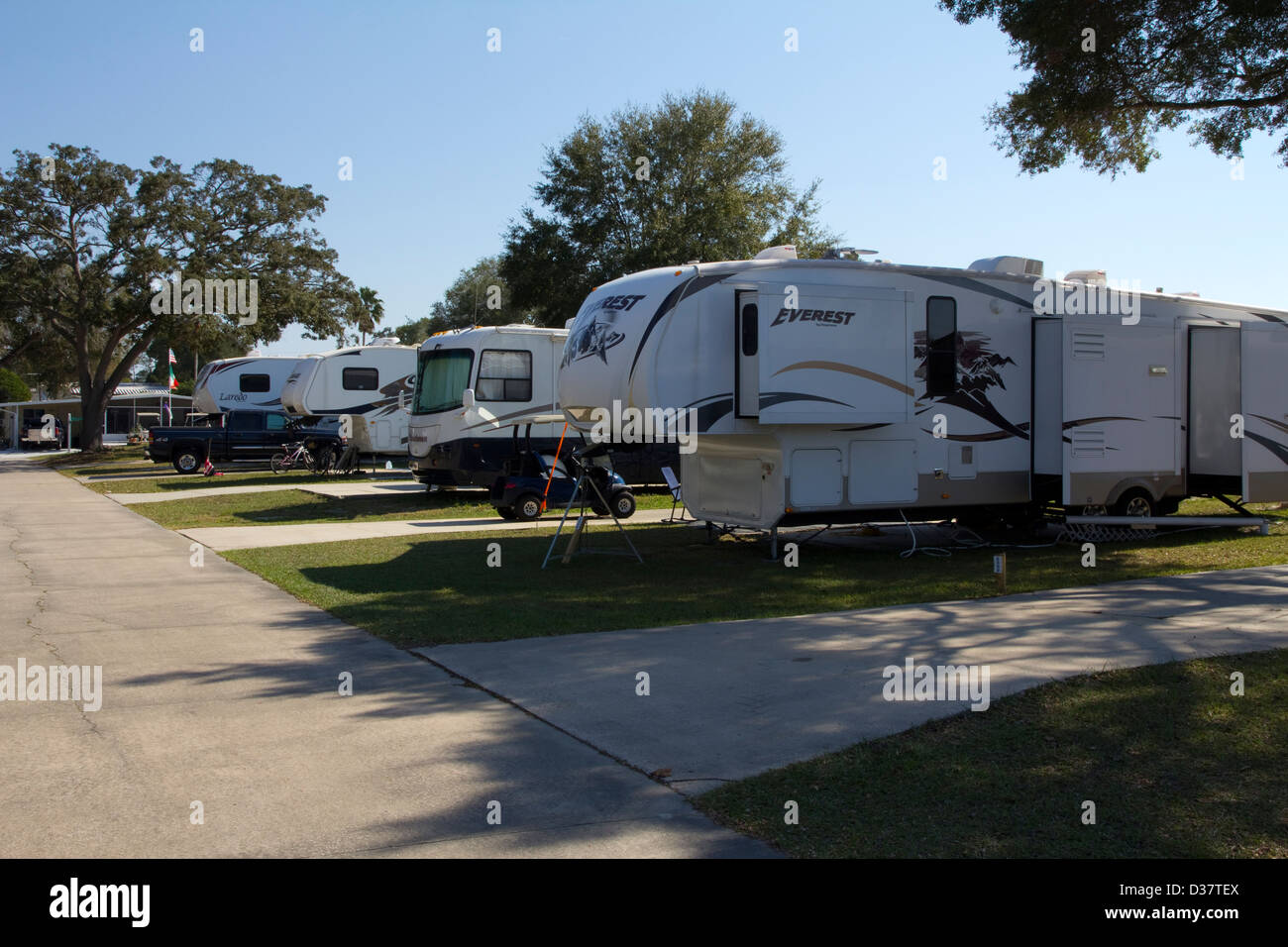 Orange City RV Resort offers luxury-level camping just a short distance from DeLeon Springs State Park, FL Stock Photo