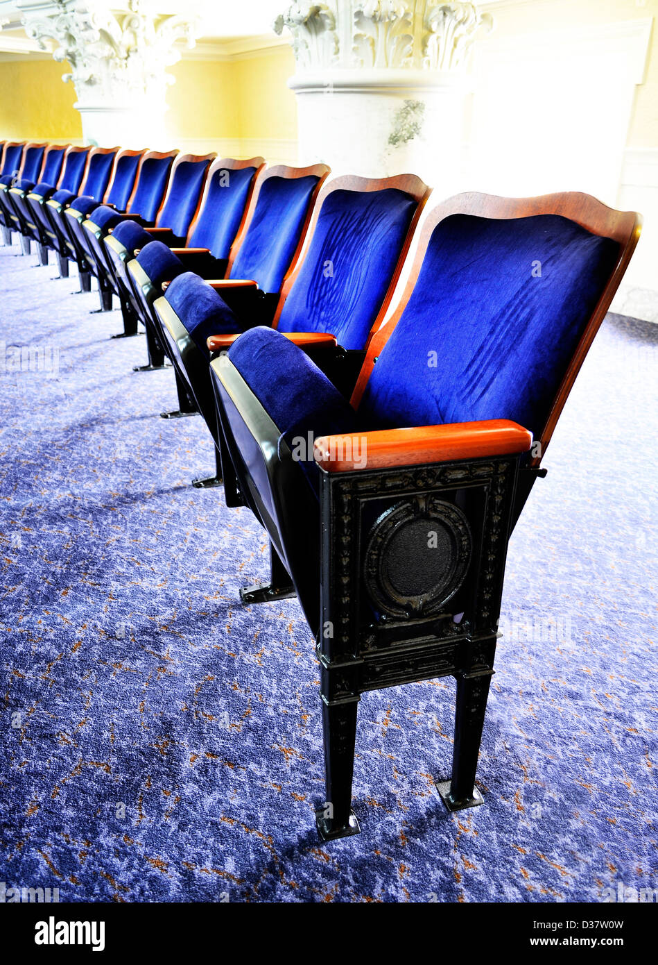 Row of elegant velvet theater seats Stock Photo