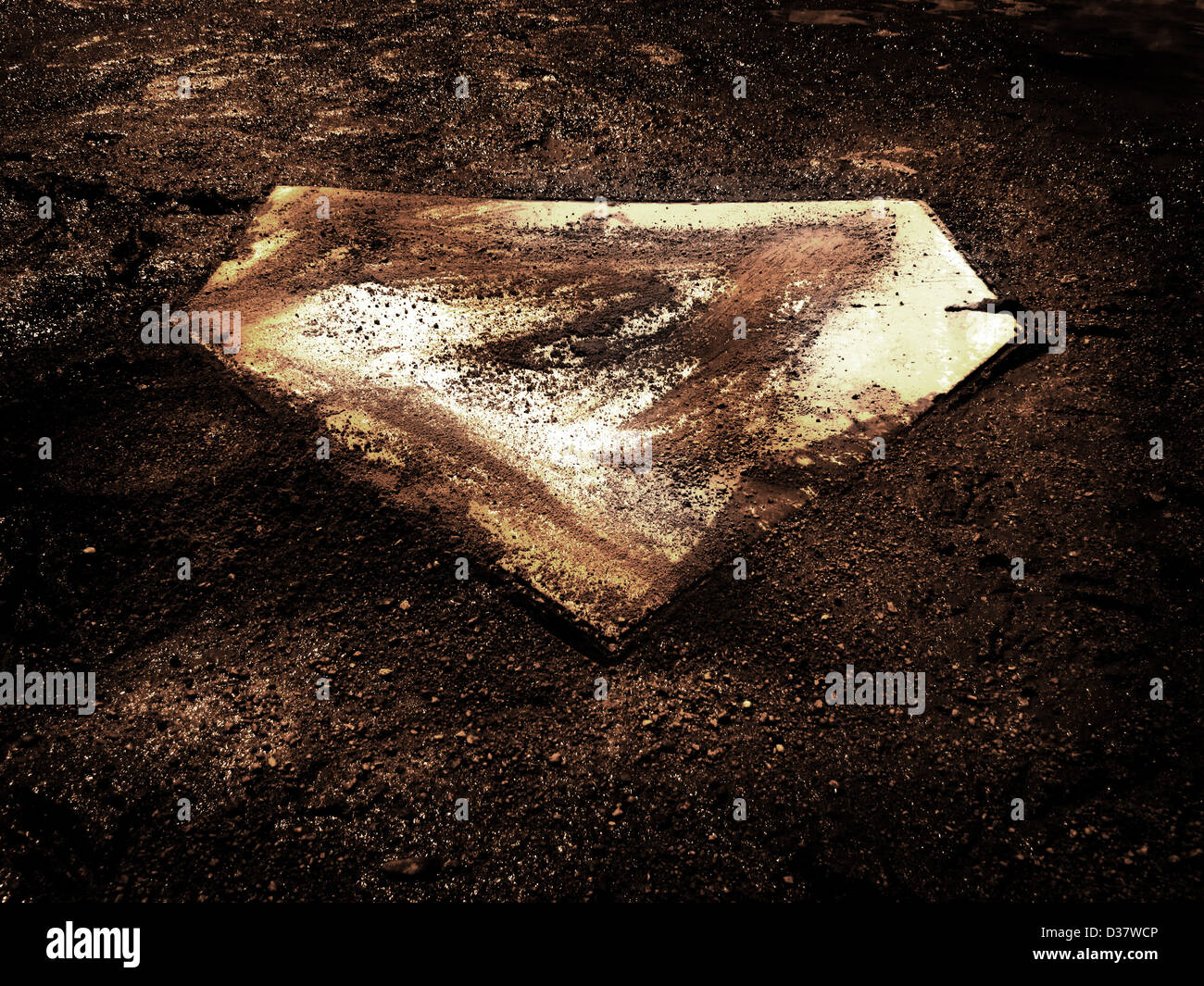 Home plate on baseball field with copy space Stock Photo - Alamy