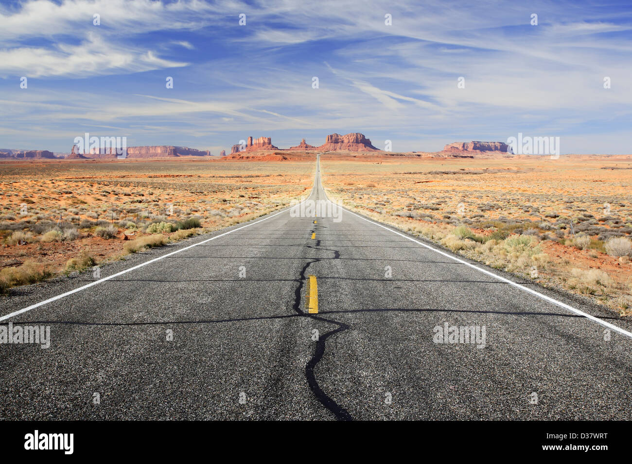 US Route 163 and Monument Valley, Arizona Utah border USA Stock Photo