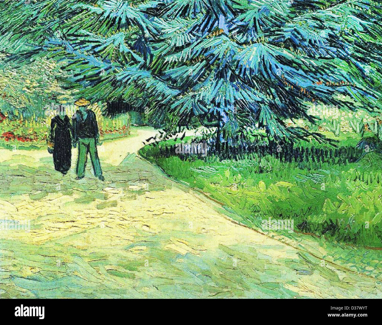 Vincent van Gogh, Public Garden with Couple and Blue Fir Tree (The Poet s Garden III). 1888. Post-Impressionism. Oil on canvas. Stock Photo