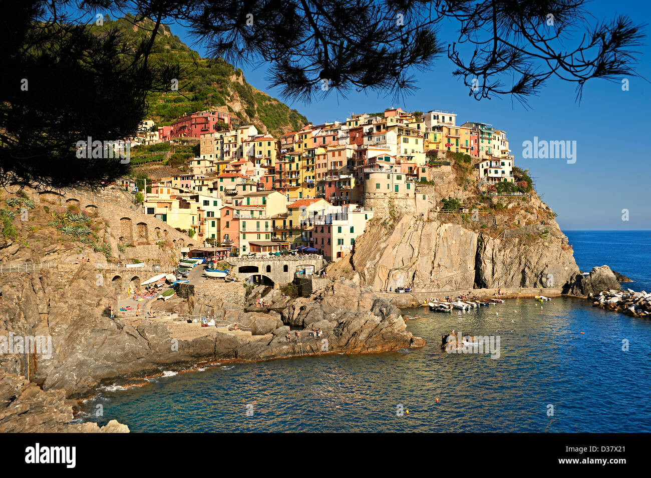 Photo of the fishing port of Manarola, Cinque Terre National Park, Liguria, Italy Stock Photo
