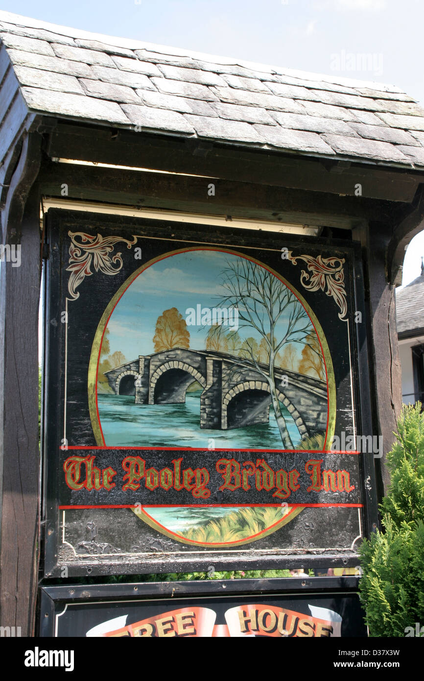 Inn sign Pooley Bridge Cumbria Eng.land UK Stock Photo