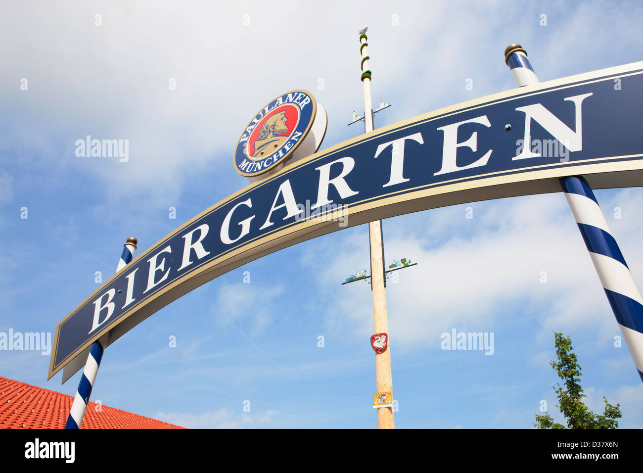 Biergarten sign, Bavaria, Germany Stock Photo