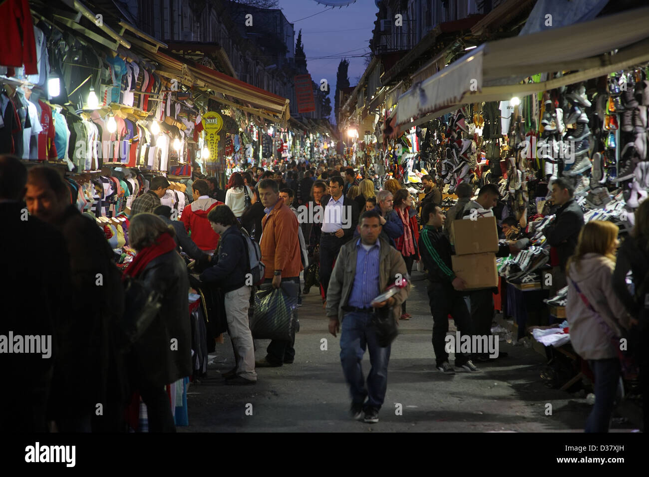 Istanbul, Turkey, selling shoes and textiles at the Grand Bazaar Stock