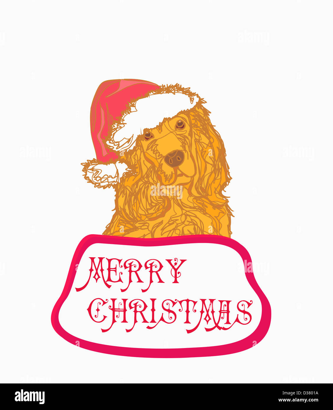Carte De Noël Humour Chien Cocker En Bonnet Père Noël - Carte Vierge Premium 17,5x12,5 Cm
