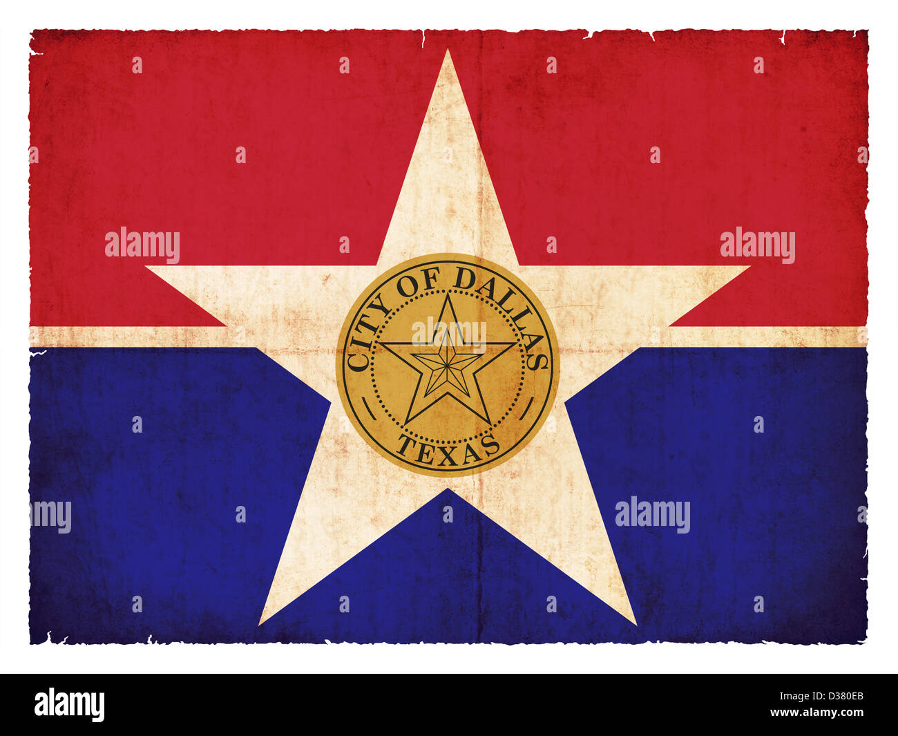 Flag of Dallas (State of Texas) created in grunge style Stock Photo