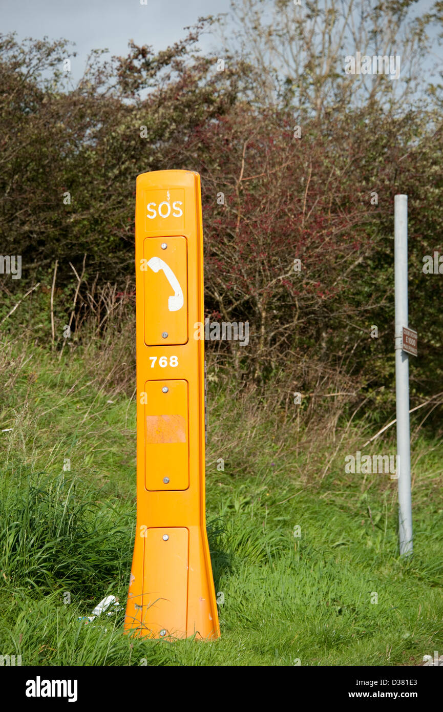 SOS Emergency Motorway phone UK Orange Stock Photo Alamy