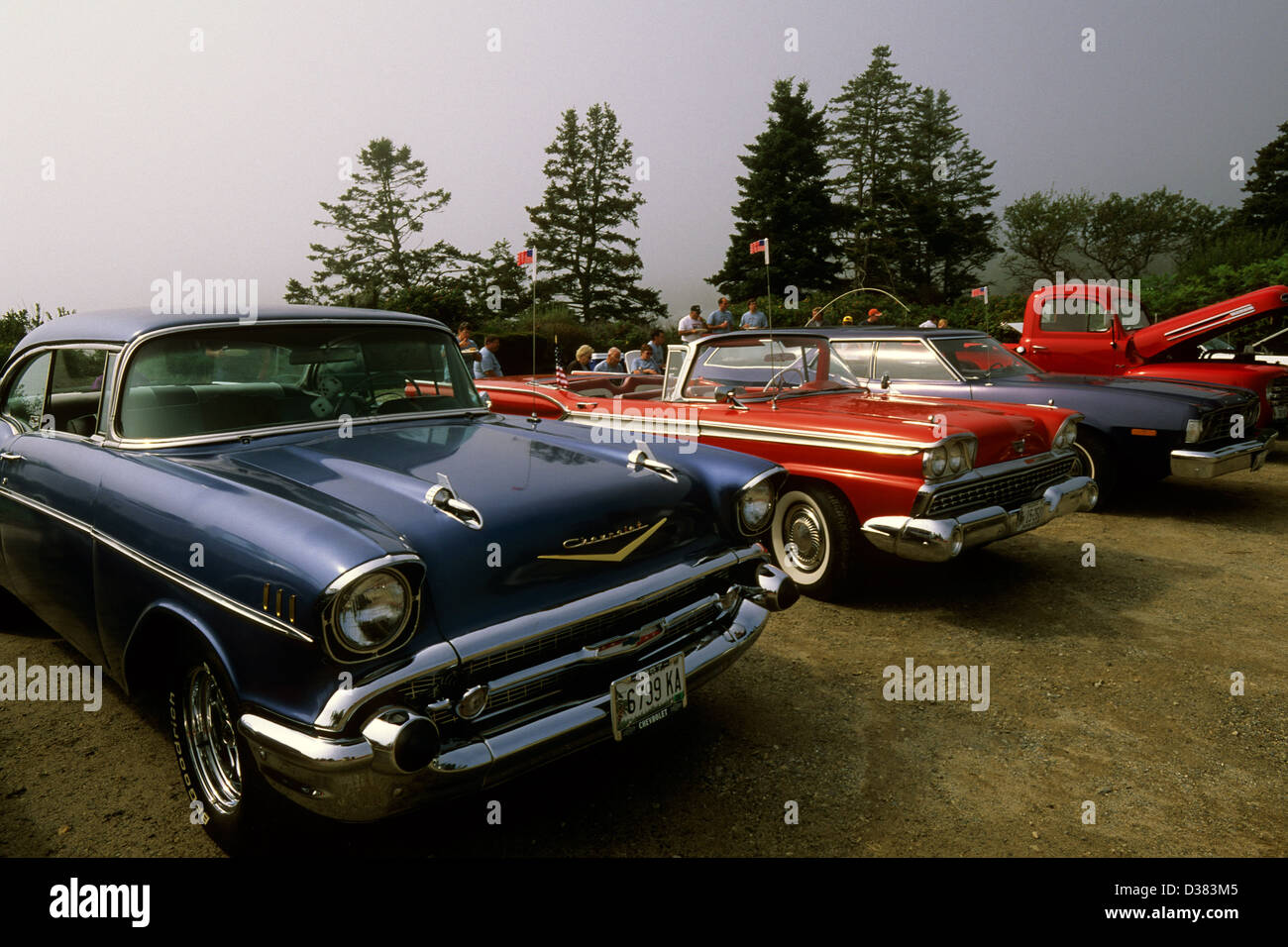 Elk282-1455 Maine, Pemaquid Point, classic cars Stock Photo