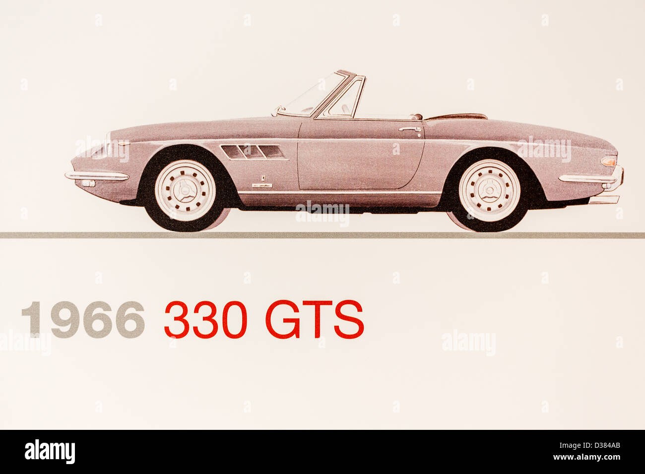 Graphic representation of a 1966 Ferrari 330 GTS, Ferrari Museum, Maranello, Italy Stock Photo