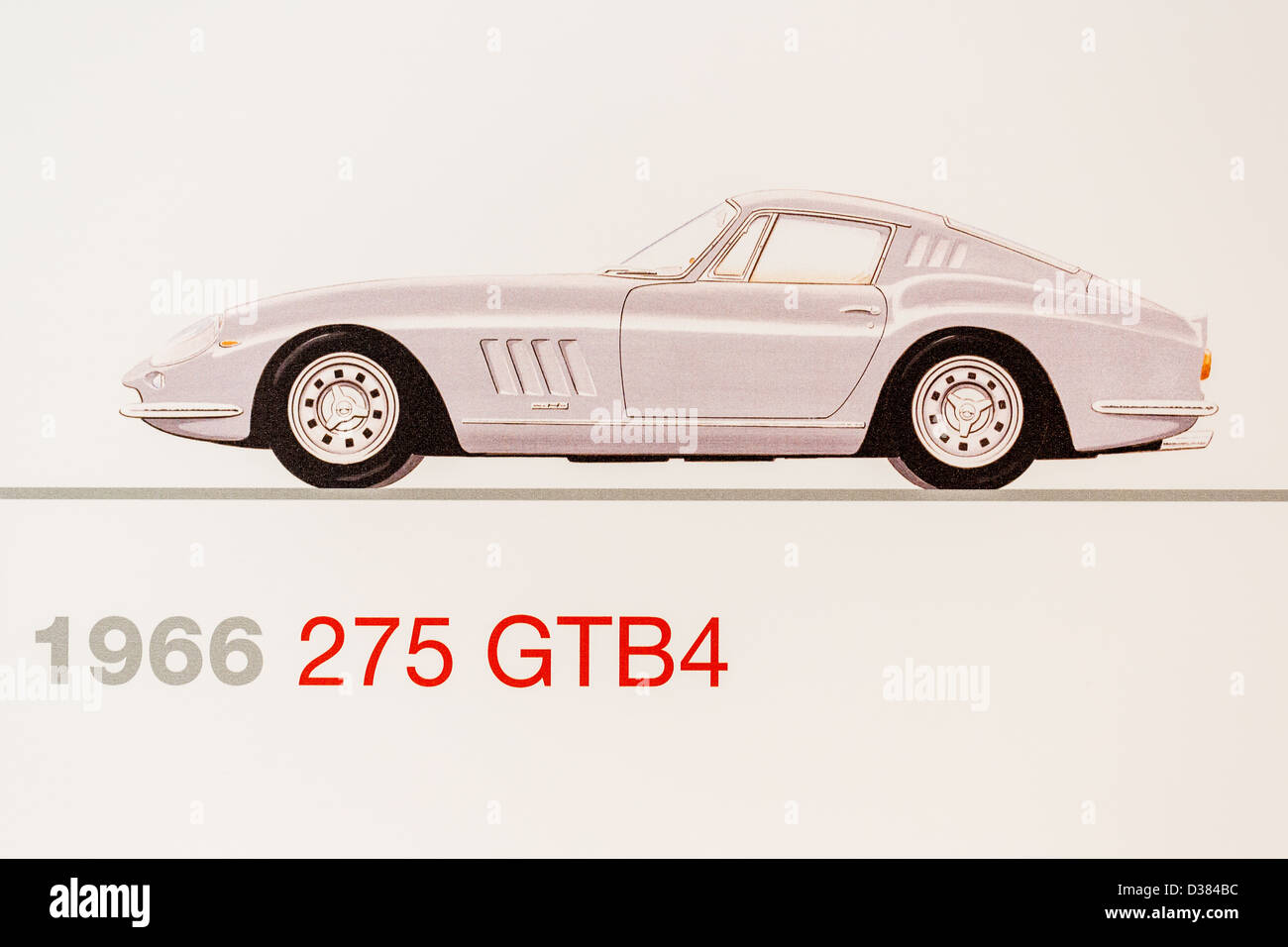 Graphic representation of a 1966 Ferrari 275 GTB4, Ferrari Museum, Maranello, Italy Stock Photo